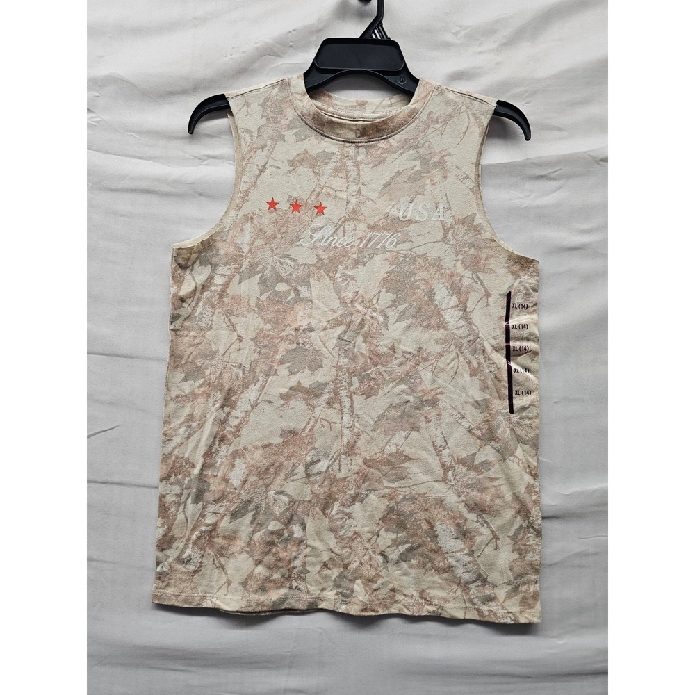 Grayson Threads Boys Americana Graphic Tank Top Brown Cotton Casual Size XL